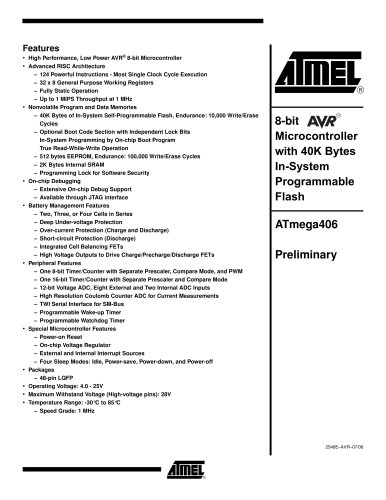 Smart Battery AVR ATmega406 Preliminary