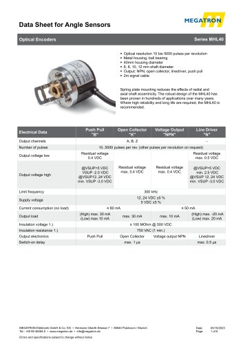 Data sheet MHL40