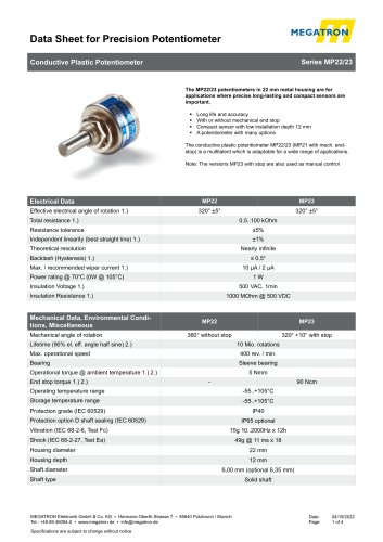 Data sheet MP22/23