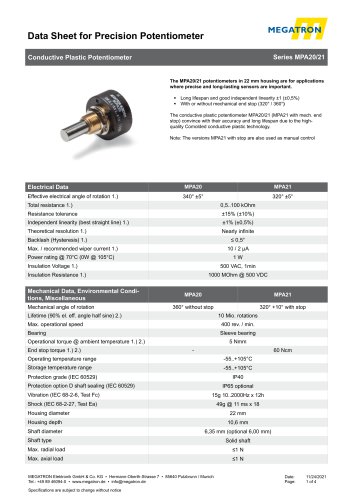 Data sheet MPA20/21