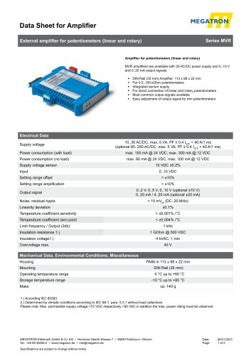 Datasheet signal amplifier MVR