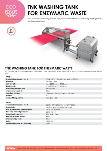 TNK WASHING TANK FOR ENZYMATIC WASTE