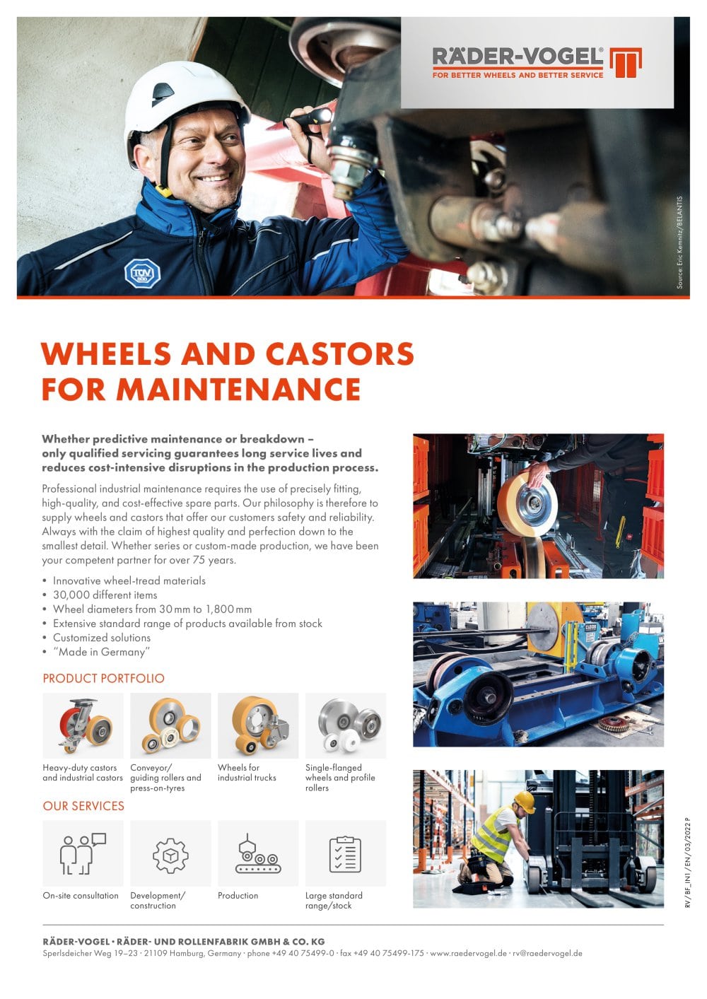 WHEELS AND CASTORS FOR MAINTENANCE - R&Auml;DER-VOGEL R&Auml;DER- UND ROLLENFABRIK GMBH & CO. KG