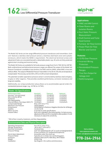 162 Low Differential Pressure Transducer