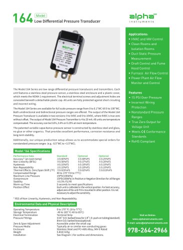 164 Low Differential Pressure Transducer