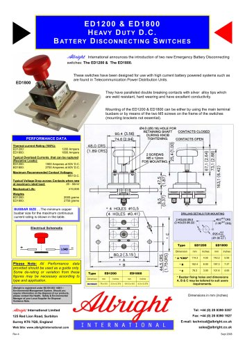 Battery Disconnecting Switches ED1200 & ED1800