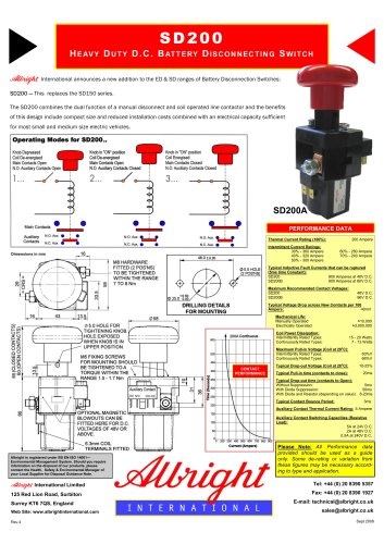 Heavy Duty DC Battery Disconnecting Switch SD200