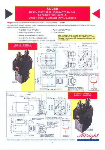 SU280 Series of D.C. Contactors