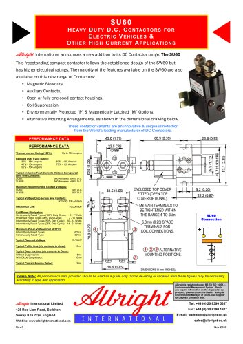 SU60 Series of D.C. Contactors