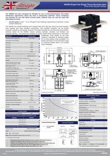 SW400 Heavy Duty D.C. Contactors for Power Distribution Centres