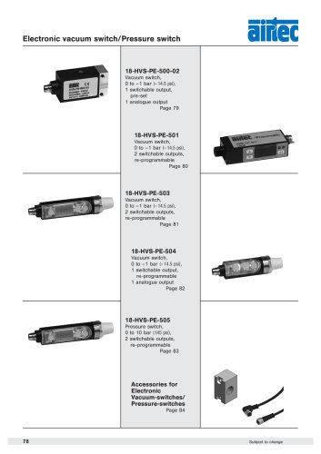 Electronic vacuum switch/Pressure switch