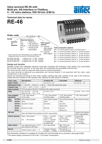 Valve terminal RE-46 with Multi-pin, AS-Interface or Fieldbus,