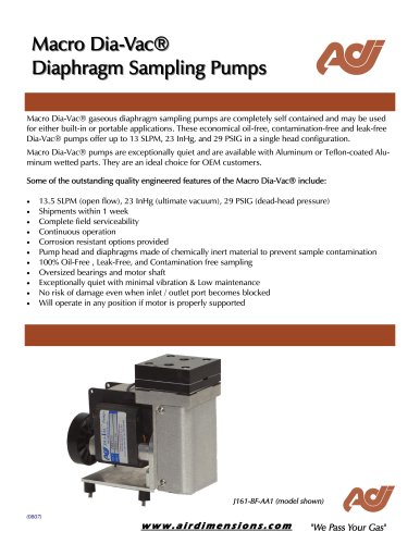 Macro Dia-Vac® Diaphragm Sampling Pumps