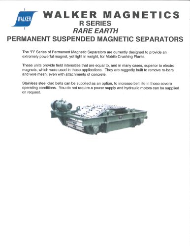 R-Series (RARE EARTH) Separator, self-cleaning