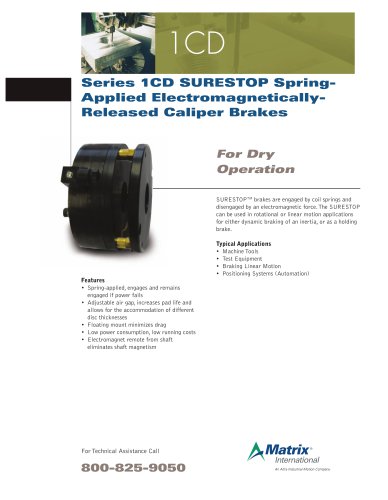 Series 1CD SURESTOP Spring-Applied Electromagnetically-Released Caliper Brakes