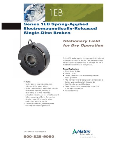 Series 1EB Spring-Applied Electromagnetically-Released Single-Disc Brakes