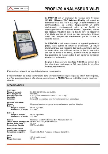 PROFI-70 Analyseur de réseaux Wi-Fi