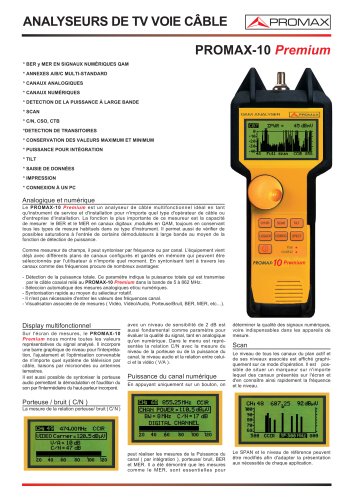 PROMAX 10 Premium Analyseur QAM pour TV par câble