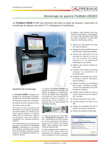 PROWATCH DEIDE 3 Détection et identification de signaux numériques de TV et radio