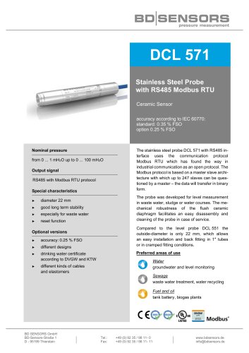 data sheet DCL 571