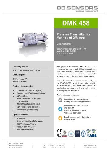 data sheet DMK 458