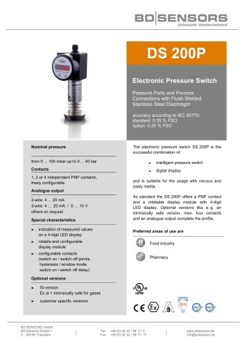 data sheet DS 200P