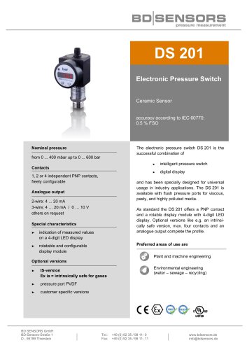 data sheet DS 201