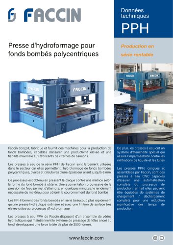 Presses pour l’Hydroformation de Fonds Bombés PPH