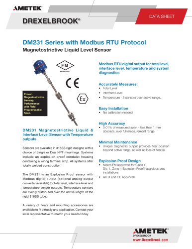 Magnetostrictive Level Measurement DM231 Series