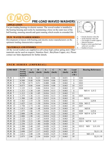 PRE LOAD WAVED WASHERS