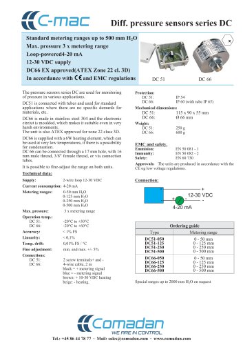 Diff. pressure sensors series DC