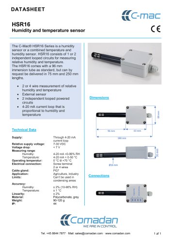 HSR16 Humidity and temperature sensor