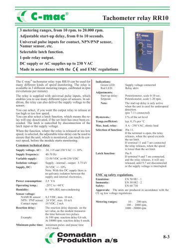 RR10, tachometer relay