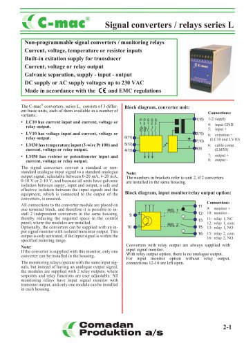 Series L, current, voltage, temperature and potentiometer converters