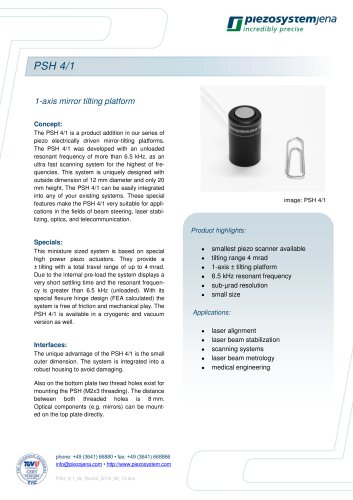 Piezo mirror tilting and scanning platform PSH 4/1