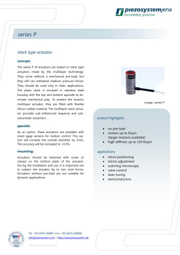 Stack type actuators series P