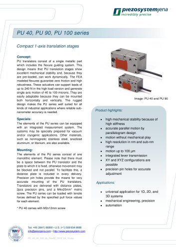 x translation stage: PU 90 ? adjusting range of 90µm