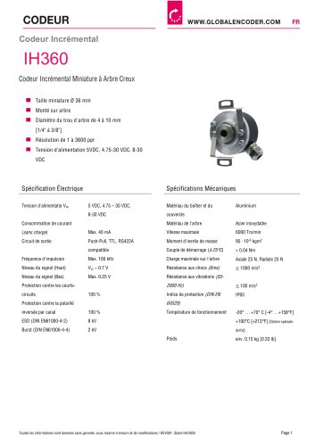 Fiche Technique  IH360 (FR)