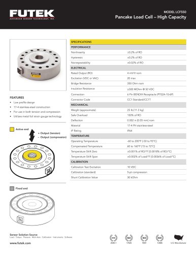 MODEL LCF550 Pancake Load Cell – High Capacity