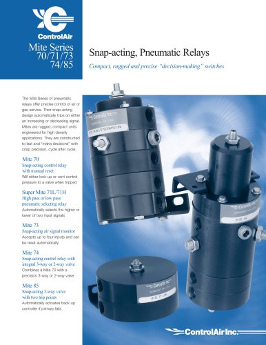 Mite Series 70/71/73/74/85 - Snap-acting, Pneumatic Relays