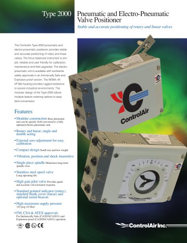 Pneumatic and Electro-Pneumatic Valve Positioners