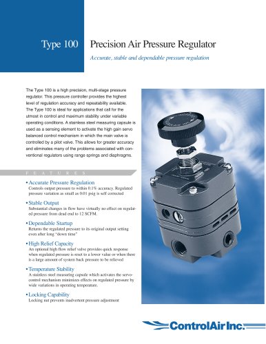 Type 100 Precision Air Pressure Regulator