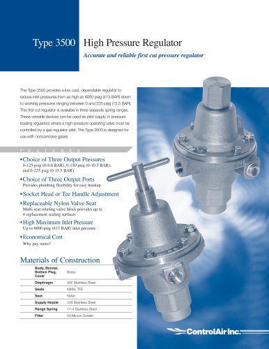 Type 3500 High Pressure Regulator