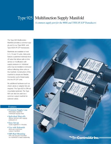 Type 925 - Multifunction Supply Manifold