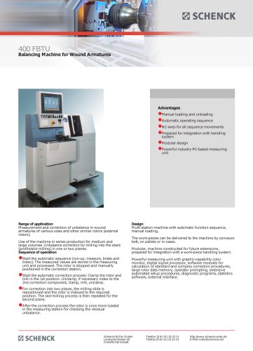 400 FBTU Balancing Machine for Wound Armatures