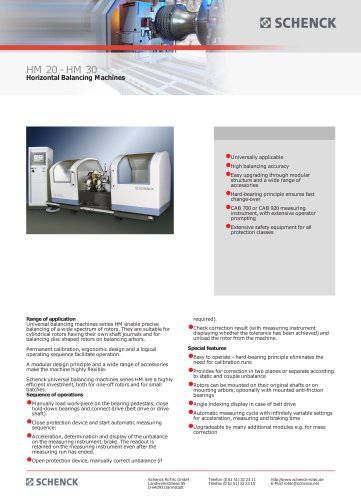 HM 20 - HM 30 Horizontal Balancing Machines