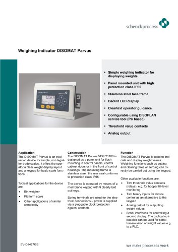 Weighing Indicator DISOMAT Parvus