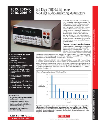 6½-Digit THD Multimeters 6½-Digit Audio Analyzing Multimeters