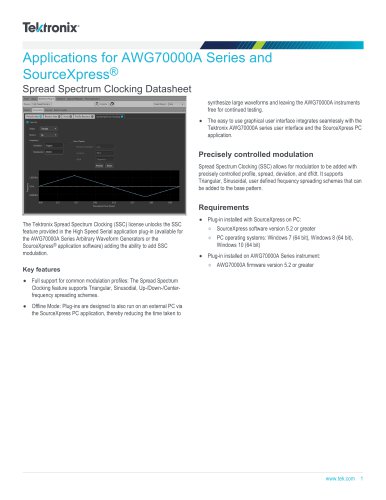 Applications for AWG70000A Series and SourceXpress® Spread Spectrum Clocking Datasheet