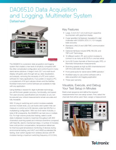 DAQ6510 Data Acquisition and Logging, Multimeter System